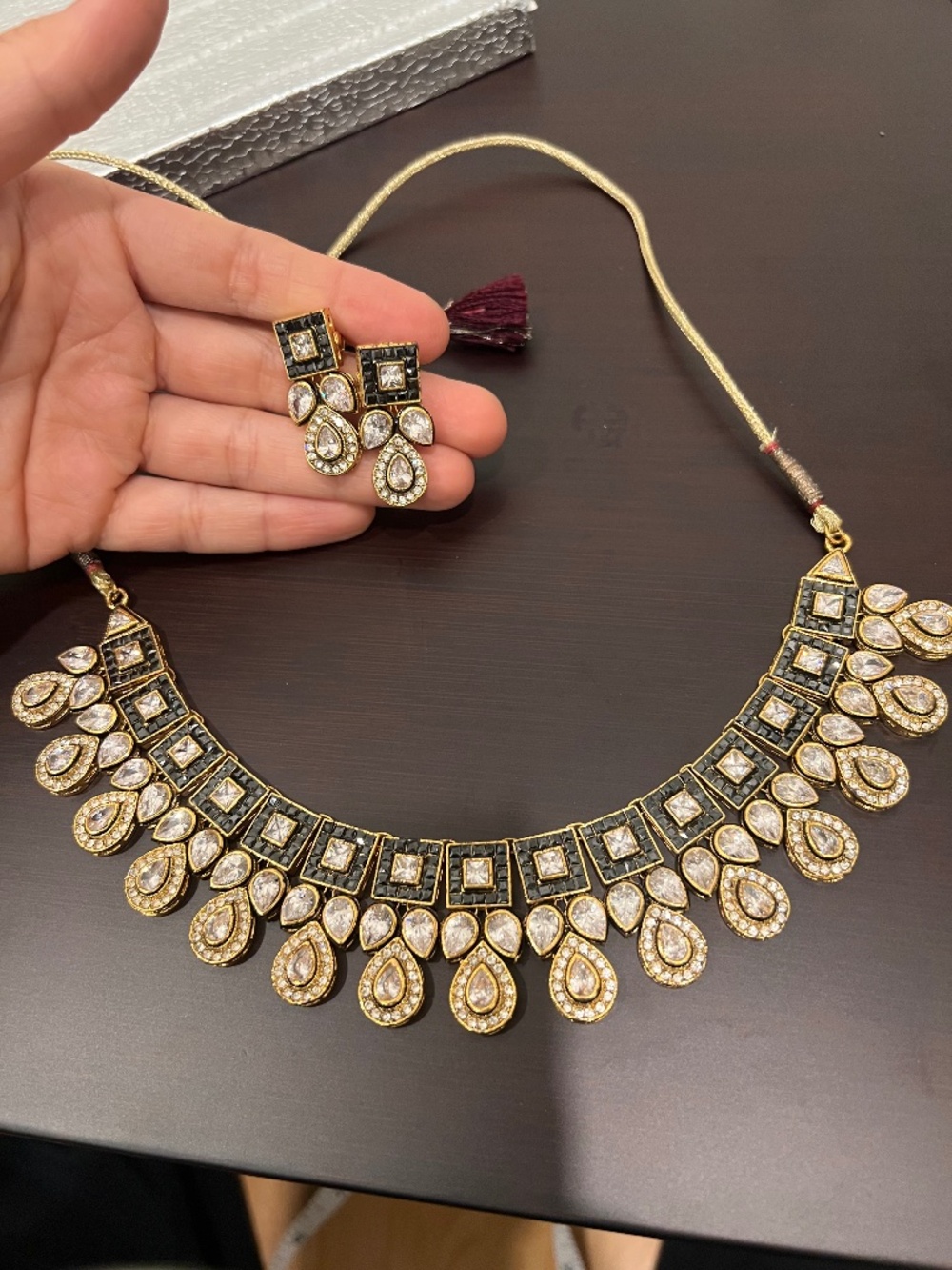 Pakistani Indian jewelry set black